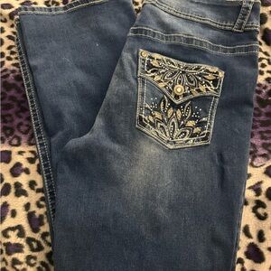 Cato Blue Boot Cut Jeans with Gold Embellishments